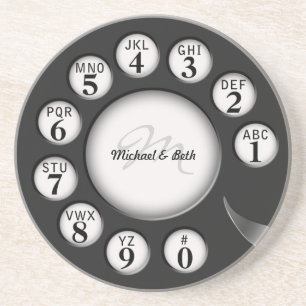 Vintage Monogram Rotary Phone Dial Coaster