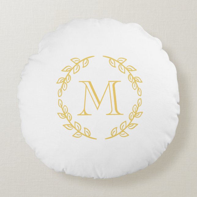 Vintage Monogram Round Pillow (Front)