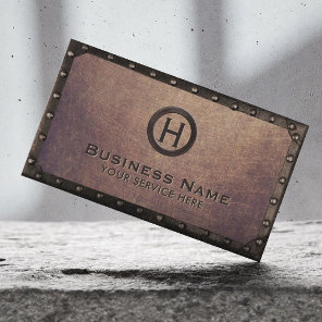 Vintage Monogram Rusty Metal Framed Business Card
