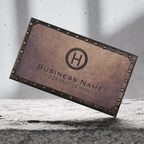 Vintage Monogram Rusty Metal Framed Business Card