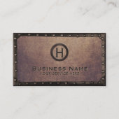 Vintage Monogram Rusty Metal Framed Business Card (Front)