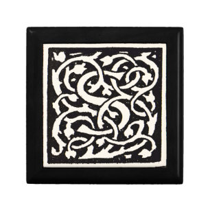 Vintage Monogram S Art Nouveau Letter Jewelry Box