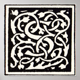 Vintage Monogram S Art Nouveau Letter Poster