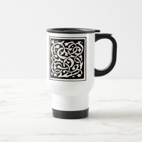 Vintage Monogram S Art Nouveau Letter Travel Mug