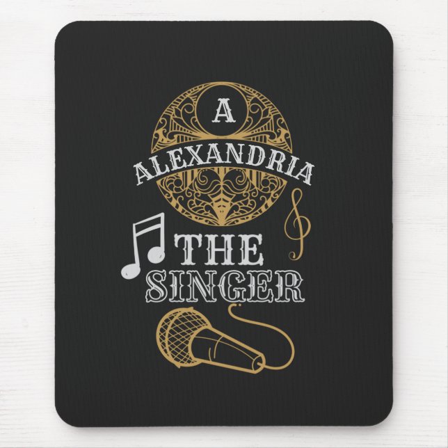Vintage Monogram singer funny music microphone Mouse Pad (Front)