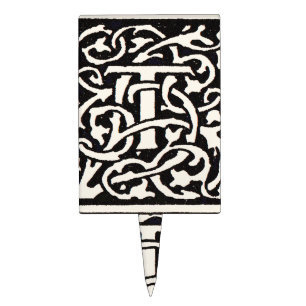 Vintage Monogram T Art Nouveau Letter Cake Topper