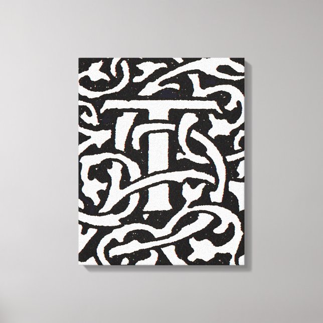 Vintage Monogram T Art Nouveau Letter Canvas Print (Front)
