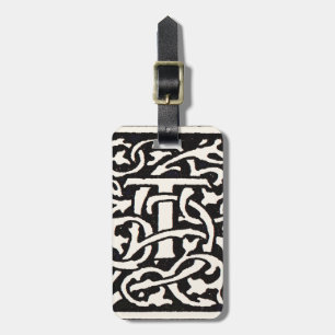 Vintage Monogram T Art Nouveau Letter Luggage Tag