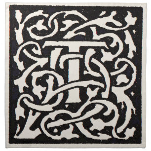 Vintage Monogram T Art Nouveau Letter Napkin