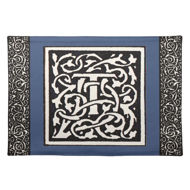 Vintage Monogram T Art Nouveau Letter Placemat (Front)