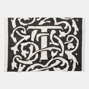 Vintage Monogram T Art Nouveau Letter Towel