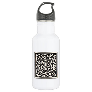Vintage Monogram T Art Nouveau Letter Water Bottle
