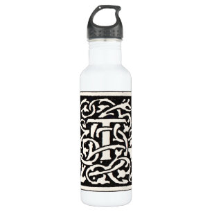 Vintage Monogram T Art Nouveau Letter Water Bottle