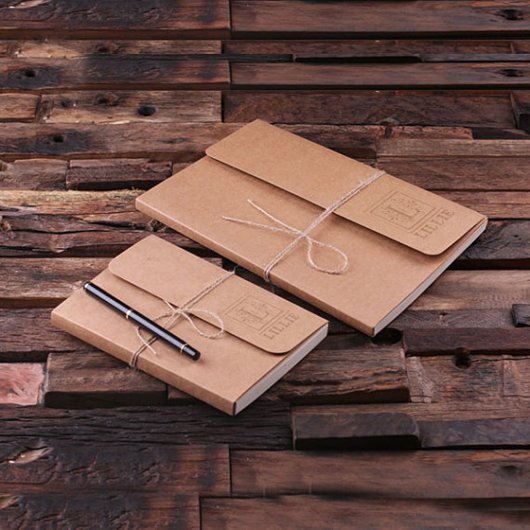 Vintage Monogram Twine Wrapped Kraft Paper Journal (Top)