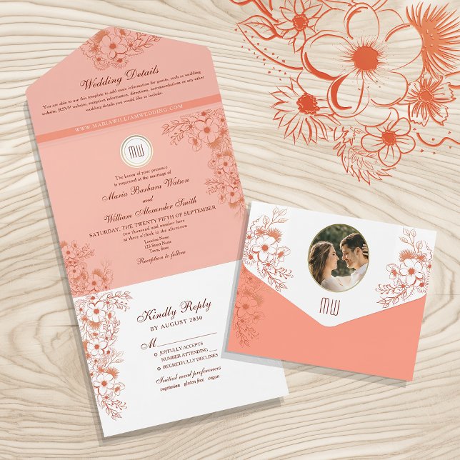 Vintage Monogram Wedding All In One Invitation (Creator Uploaded)