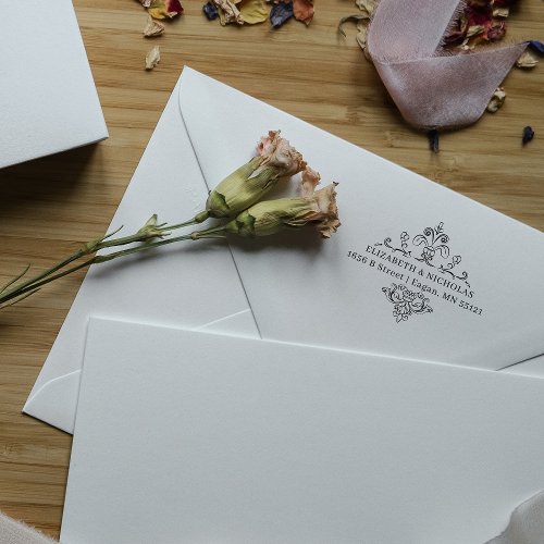 Vintage Monogram  Wedding Monogram Return Address Self_inking Stamp