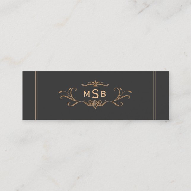 Vintage Monogrammed Elegant Mini Business Card (Front)