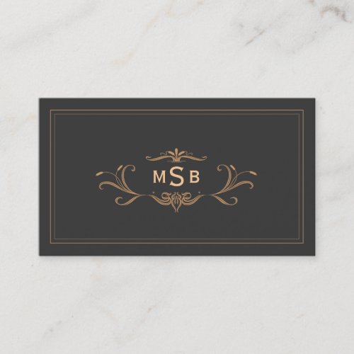 Vintage Monogrammed Elegant Scrolls Business Card