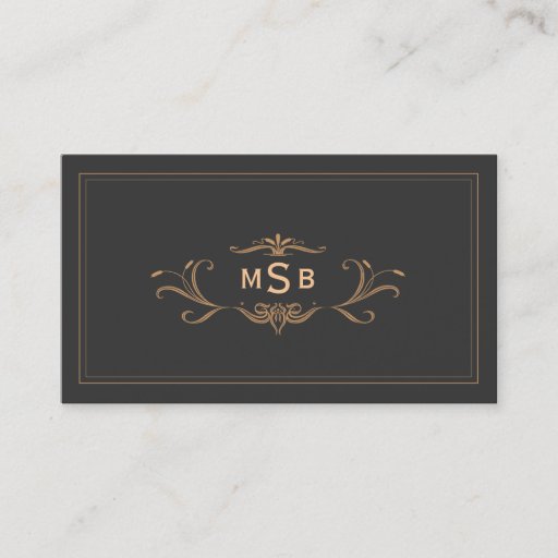 Customizable Vintage Monogrammed Elegant Scrolls Business Card