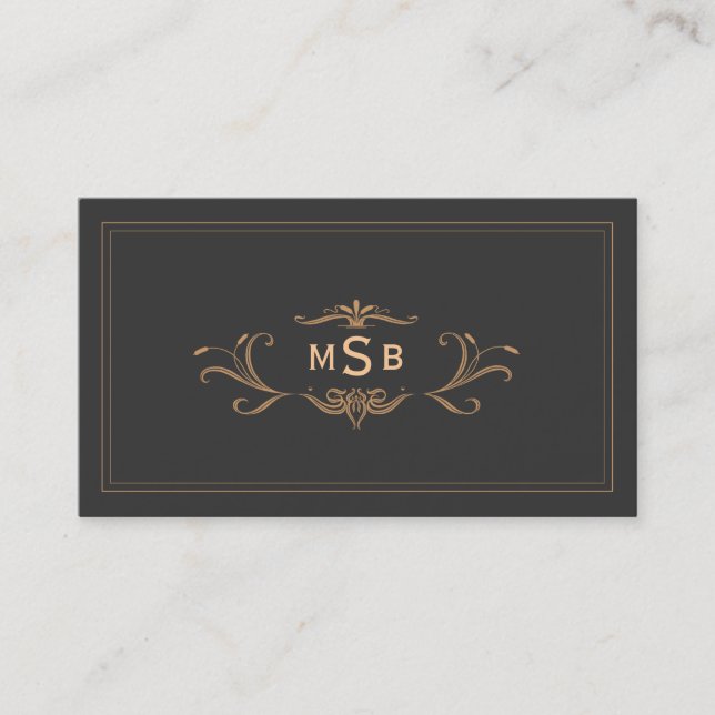 Vintage Monogrammed Elegant Scrolls Business Card (Front)
