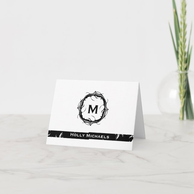 Vintage Monogrammed Notecards - Black and White (Front)