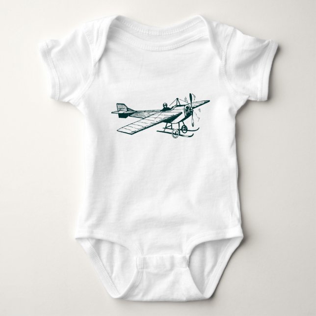 Vintage Monoplane - Dark Green Baby Bodysuit (Front)