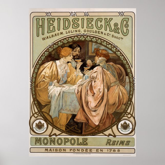 Vintage Monopole, Reims Champagne Advertising Art Poster (Front)