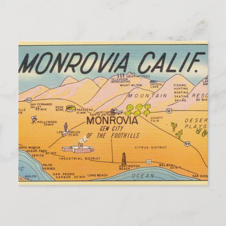 Vintage Monrovia California Postcard Zazzle