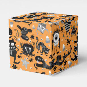 Vintage Monster Halloween on orange Favor Boxes