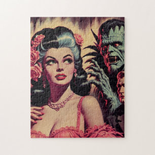 Vintage Monster Horror Girl Jigsaw Puzzle