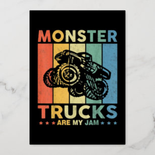 Vintage Monster Truck Are My Jam Foil Holiday Card