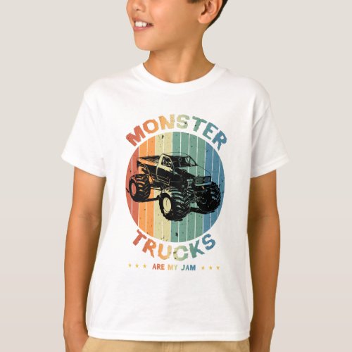 Vintage Monster Truck Are My Jam Retro Boy T_Shirt