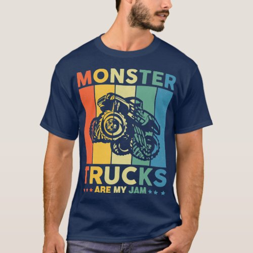 Vintage Monster Truck Are My Jam Retro Sunset Cool T_Shirt