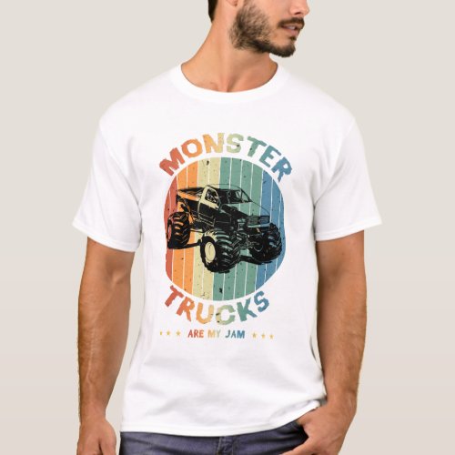 Vintage Monster Truck Are My Jam Retro Sunset Men  T_Shirt