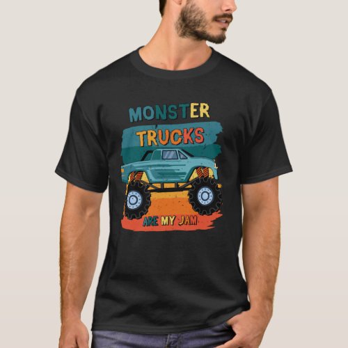 Vintage Monster Truck Are My Jam Retro Sunset Men  T_Shirt