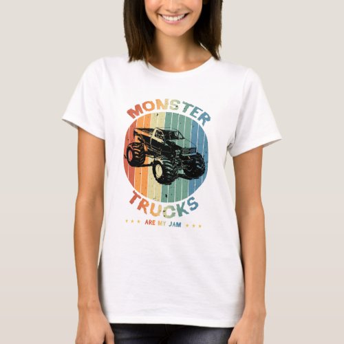 Vintage Monster Truck Are My Jam Retro Women T_Shi T_Shirt
