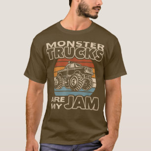 Vintage Monster Truck Are My Jams Retro Sunset Mon T-Shirt