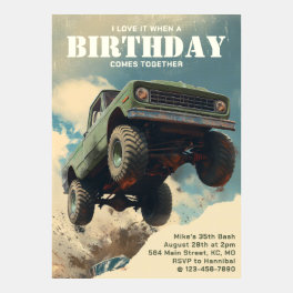 Vintage Monster Truck Race Birthday Invitation