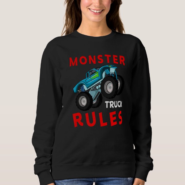 Vintage Monster Truck Rules Cool Engines Truck Sweatshirt (Front)