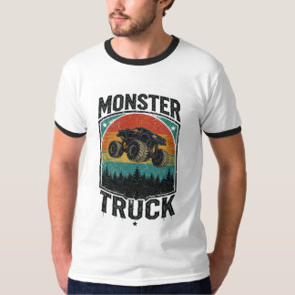 Vintage Monster Truck Sunset T-Shirt For Boy Men 
