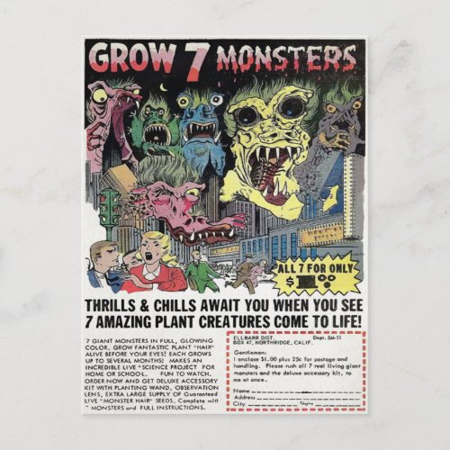 Vintage Monsters Mail Order Advertisement Postcard