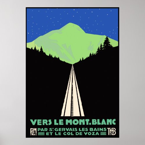 Vintage Mont Blanc Railroad Travel ad Poster