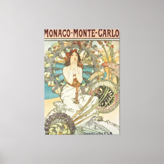 Vintage Mont-Carlo Poster by Alphonse Mucha  Canvas Print