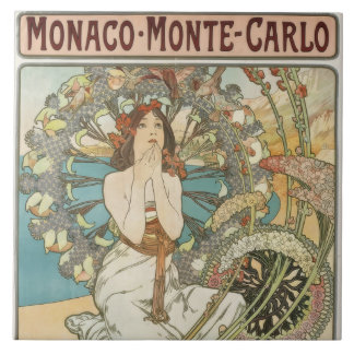 Vintage Mont-Carlo Poster by Alphonse Mucha  Ceramic Tile