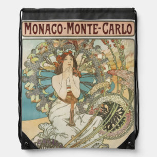 Vintage Mont-Carlo Poster by Alphonse Mucha  Drawstring Bag