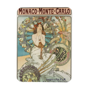 Vintage Mont-Carlo Poster by Alphonse Mucha Magnet