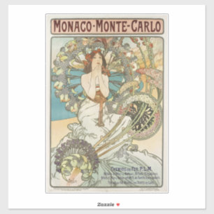 Vintage Mont-Carlo Poster by Alphonse Mucha Sticker