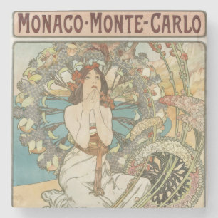 Vintage Mont-Carlo Poster by Alphonse Mucha Stone Coaster