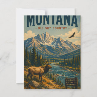 Vintage Montana Big Sky Country Landscape with Maj Note Card
