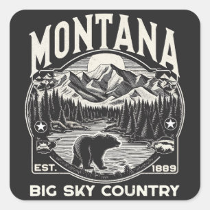 Vintage Montana Big Sky Country Square Sticker